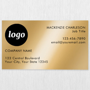 Carte De Visite Magnétique Logo et texte simple effet or
