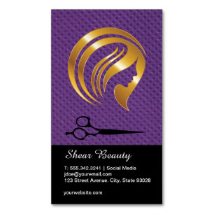 Carte De Visite Magnétique Logo Golden Beauty   Ciseaux salons