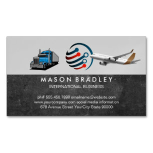 Carte De Visite Magnétique Logo Mondial   Semi-remorque   Avion Commercial