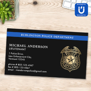 Carte De Visite Magnétique Logo personnalisé du service de police Bleu Police