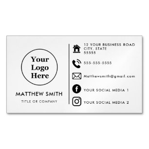 Carte De Visite Magnétique logo personnalisé icônes de médias sociaux minimal