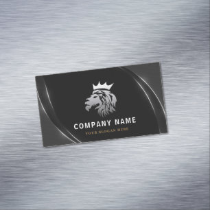 Carte De Visite Magnétique Logo Professionnel Élégant Lion Argent