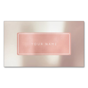 Carte De Visite Magnétique Logo rectangulaire métallique en poudre or rose