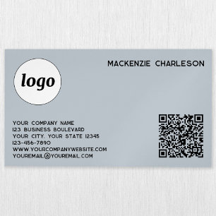 Carte De Visite Magnétique Logo simple et code QR Poudre bleu