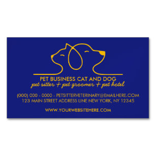 Carte De Visite Magnétique Logo simple ligne chien chat marine vétérinaire an