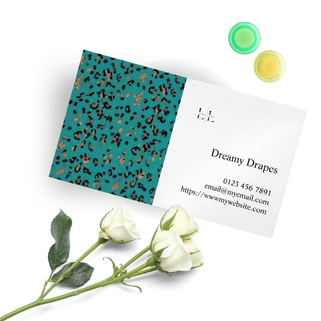 Carte De Visite Magnétique Logo turquoise, noir, or et blanc (Créateur téléchargé)