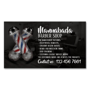 Carte De Visite Magnétique logos de barbier boutique d'approvisionnement phot