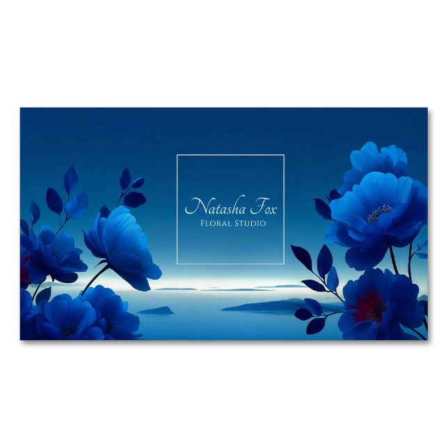 Carte De Visite Magnétique Luminous Blue Floral Seascape Monochromatic (devant)