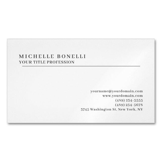 Carte De Visite Magnétique Luxury Linen Classical Plain Professional (devant)