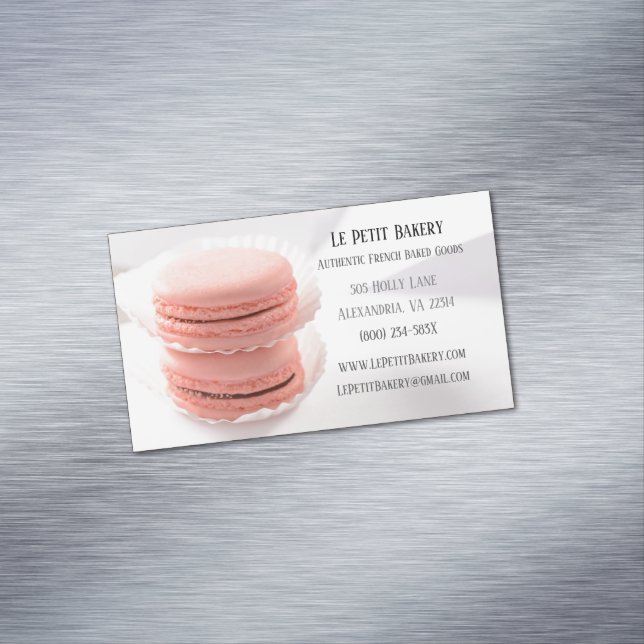 Carte De Visite Magnétique Macarons rose Pâtisserie Chef boulangerie boulange (In Situ)