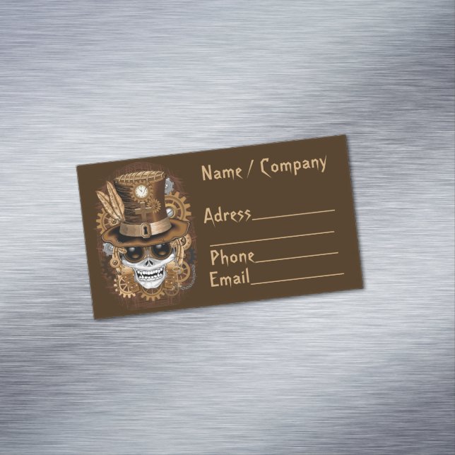 Carte De Visite Magnétique Machine rétro Voodoo à vapeur crâne (In Situ)