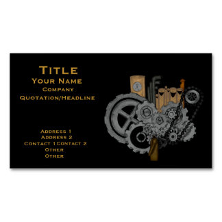 Carte De Visite Magnétique Machinerie Steampunk (couleur complète)