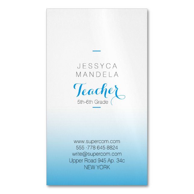 Carte De Visite Magnétique Magnétique pour enseignants (devant Vertical)