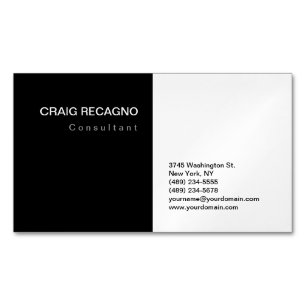 Carte De Visite Magnétique Magnifique Noir Blanc Moderne Minimaliste Plain