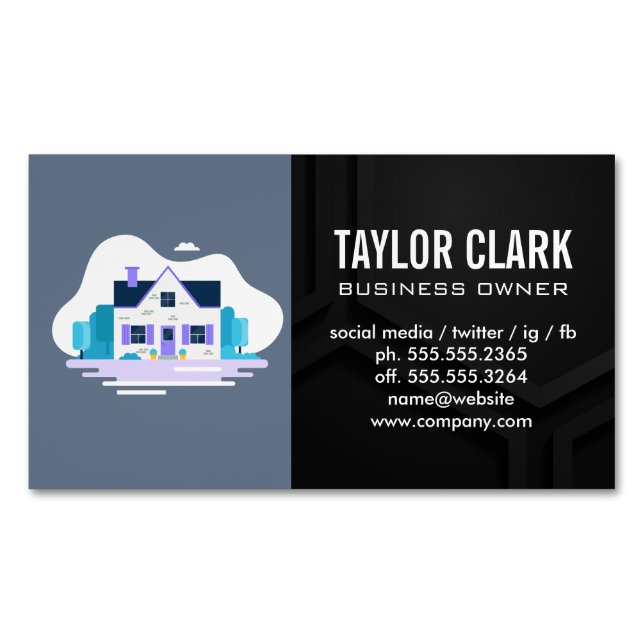 Carte De Visite Magnétique Maison avec jardin (devant)