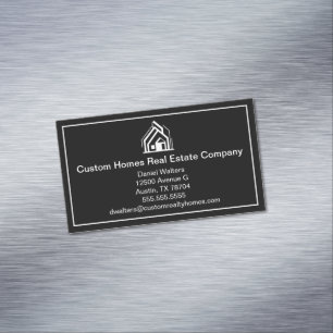 Carte De Visite Magnétique Maison de la société immobilière élégante noir et