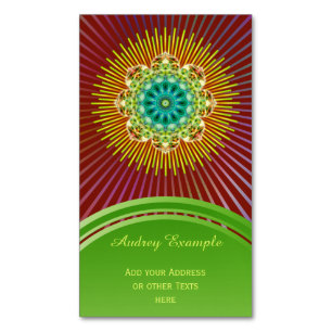 Carte De Visite Magnétique Mandala Lotus jaune vert + votre backgr. & idées