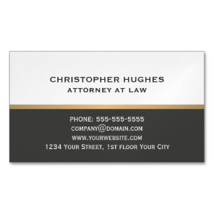 Carte De Visite Magnétique Mandataire blanche gris-foncé élégante simple d'or