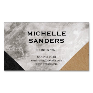 Carte De Visite Magnétique Marbre géométrique Faux Cuir Craft