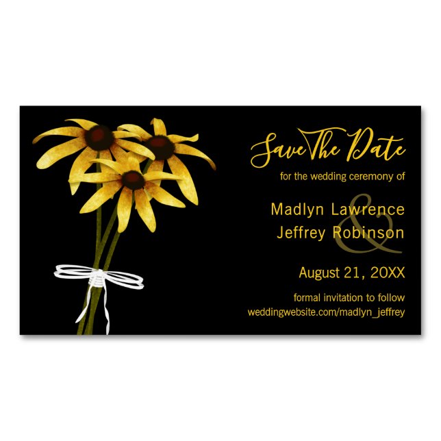 Carte De Visite Magnétique Mariage fleur sauvage Black Eyed Susans (devant)