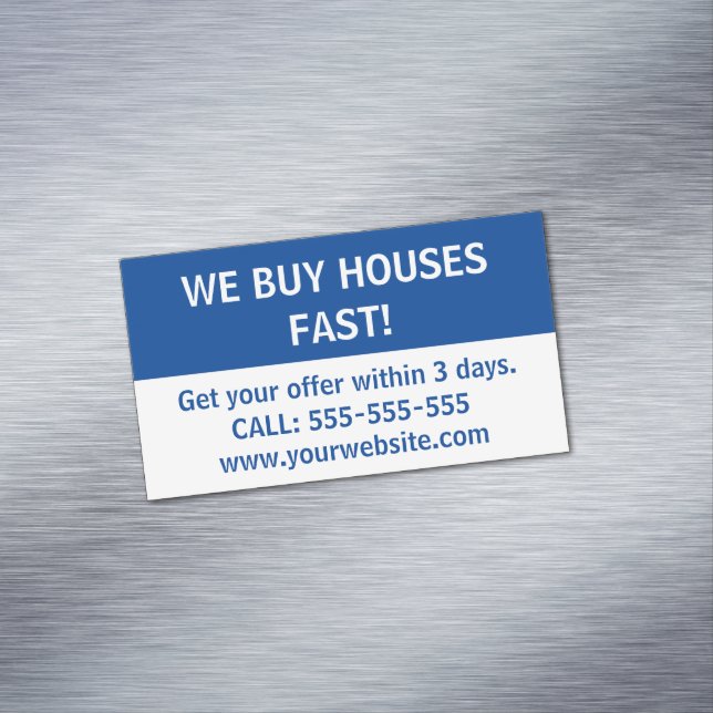 Carte De Visite Magnétique Marketing immobilier simple Nous achetons des mais (In Situ)