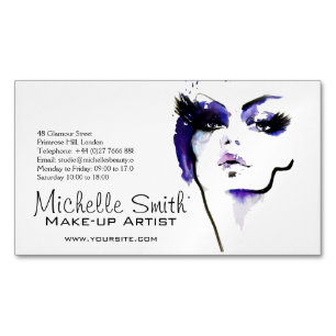 Carte De Visite Magnétique Marque d'artiste maquillage de visage d'aquarelle 