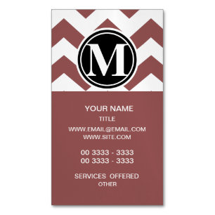 Carte De Visite Magnétique Marsala Chevron Monogramme