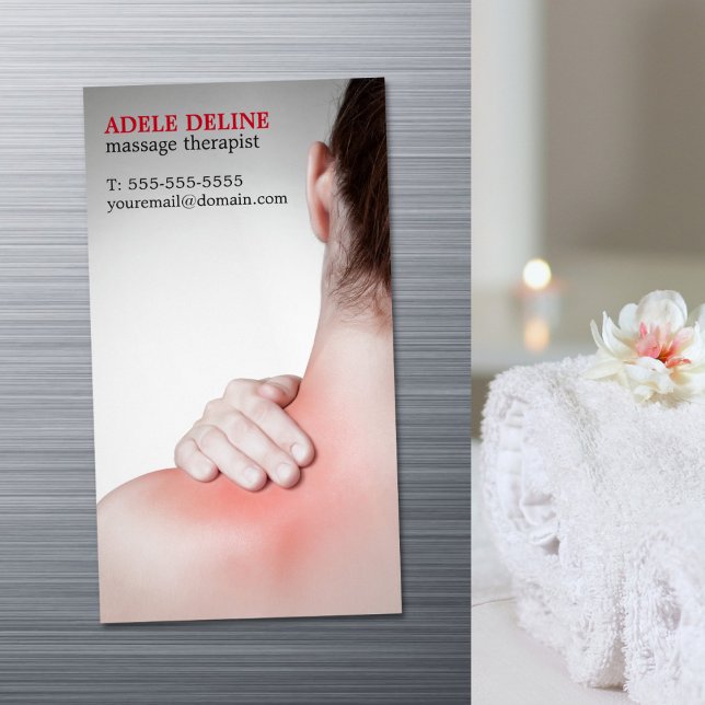 Carte De Visite Magnétique Massage moderne Thérapiste dos femme (Créateur téléchargé)
