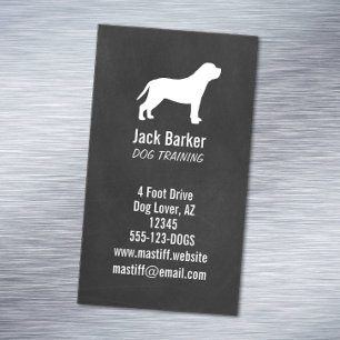 Carte De Visite Magnétique Mastiff Dog Silhouette Chalboard Style vertical