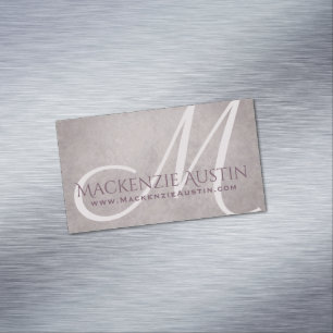 Carte De Visite Magnétique Matte de quartz rose Monogramme rose Dusty Mauve