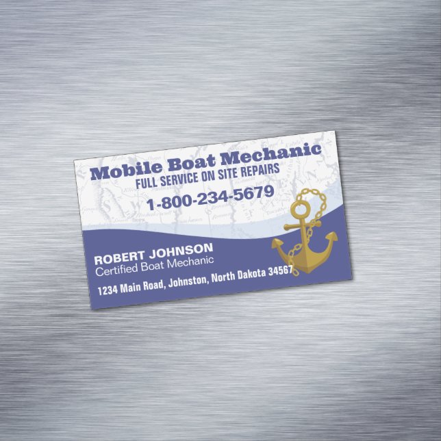 Carte De Visite Magnétique Mécanicien de bateaux mobile (In Situ)