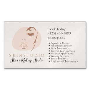 Carte De Visite Magnétique Menu de traitement facial d'esthéticienne Service