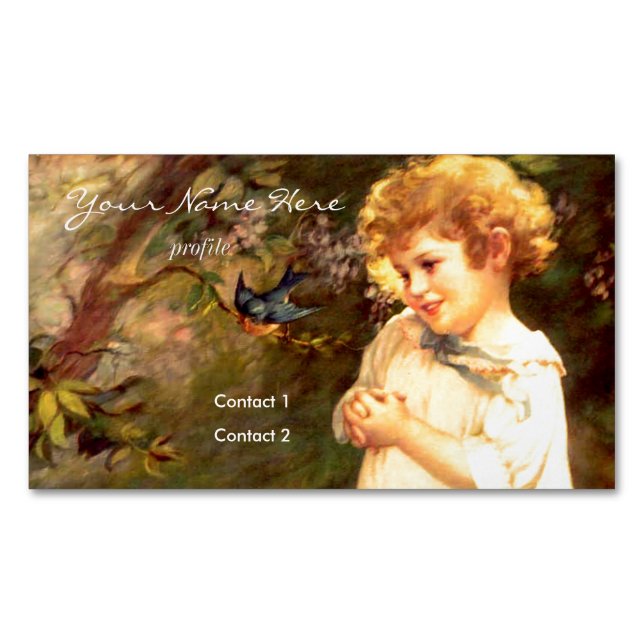 Carte De Visite Magnétique Mignonne victorienne avec oiseaux (devant)