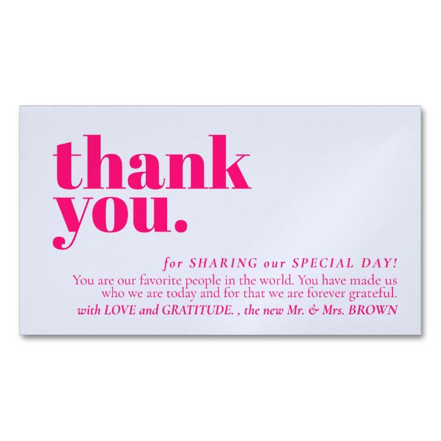Carte De Visite Magnétique Minimalist Thank You note left Lilac Pink (devant)