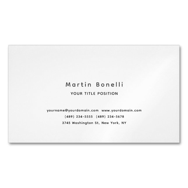Carte De Visite Magnétique Minimalist Unique Classical Simple Black White (devant)