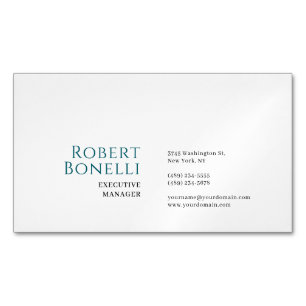 Carte De Visite Magnétique Minimaliste Bleu et Blanc Moderne