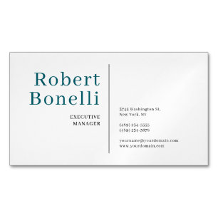 Carte De Visite Magnétique Minimaliste Bleu et Blanc Moderne Uni