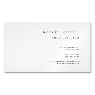 Carte De Visite Magnétique Minimaliste Moderne Blanc Uni