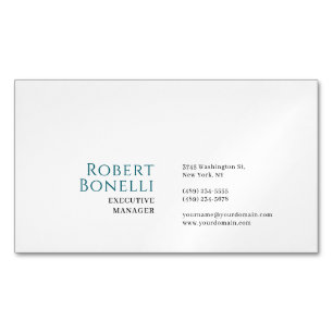 Carte De Visite Magnétique Minimaliste Moderne Bleu & Blanc