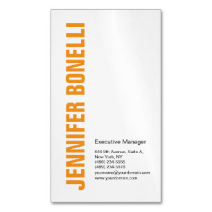 Carte De Visite Magnétique Minimaliste moderne professionnel audacieux orange