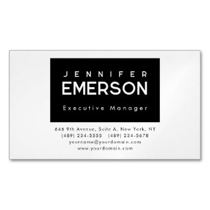 Carte De Visite Magnétique Minimaliste moderne professionnel plain noir blanc