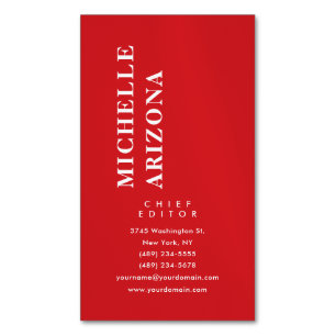 Carte De Visite Magnétique Minimaliste Moderne Professionnel Rouge & Blanc