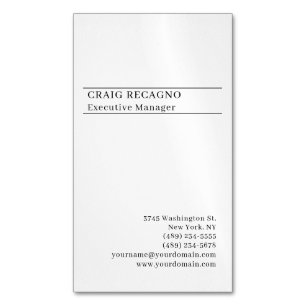 Carte De Visite Magnétique Minimaliste Moderne Simple Branché Noir Blanc