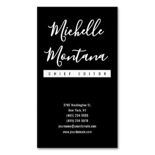 Carte De Visite Magnétique Minimaliste noir professionnel moderne
