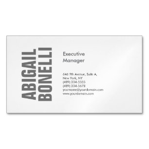 Carte De Visite Magnétique Minimaliste professionnel moderne gras gris blanc