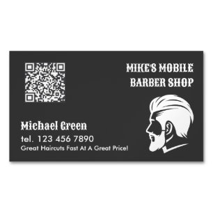 Carte De Visite Magnétique Mobile Barber Premium QR personnalisé