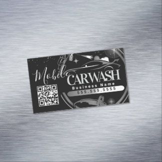 Carte De Visite Magnétique Mobile Car Wash Detail - Business Logo QR Code B