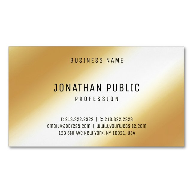 Carte De Visite Magnétique Modèle professionnel tendance Elegant Gold Look (devant)