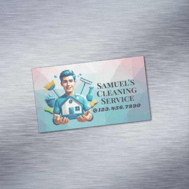 Carte De Visite Magnétique Modern House Cleaning Maid Service Housekeeping (In Situ)