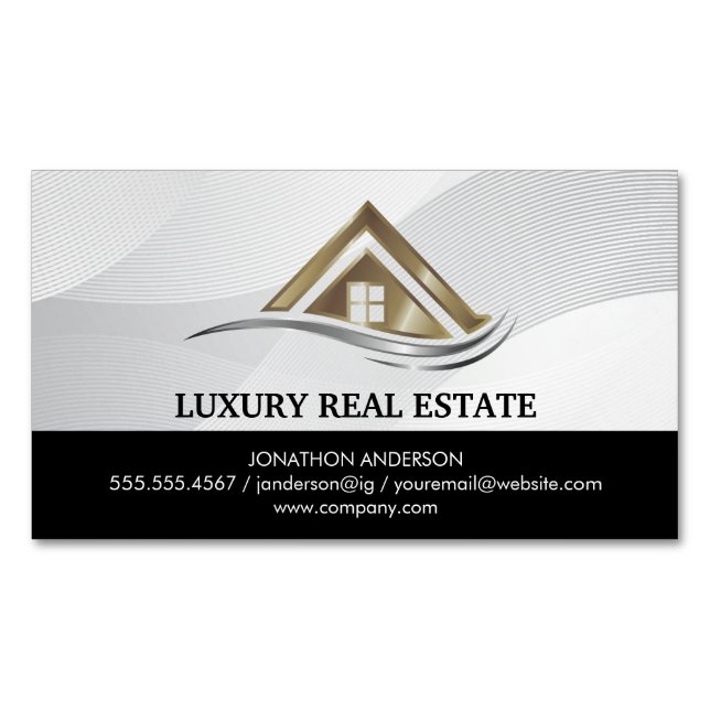 Carte De Visite Magnétique Modern Real Estate Logo | Property Management (devant)